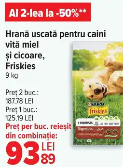 Carrefour Hrană uscată pentru caini vită miel şi cicoare, Friskies Ofertă
