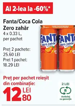 Carrefour Fanta/Coca Cola Zero zahăr Ofertă
