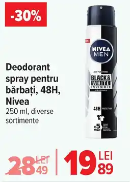 Carrefour Deodorant spray pentru bărbaţi, 48H, Nivea Ofertă