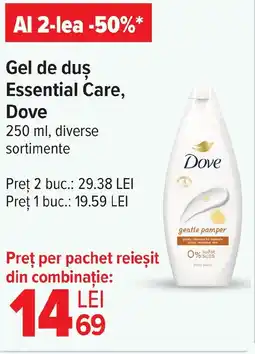 Carrefour Gel de duş Essential Care, Dove Ofertă