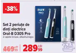 Carrefour Set 2 periuţe de dinți electrice Oral-B D305 Pro Ofertă