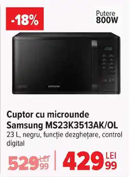 Carrefour Cuptor cu microunde Samsung MS23K3513AK/OL Ofertă