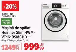 Carrefour Maşină de spălat Heinner Slim HWM- VT1610SMCHD++ Ofertă