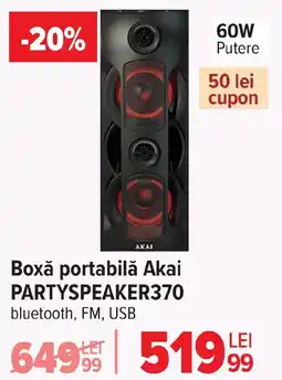 Carrefour Boxǎ portabilă Akai PARTYSPEAKER370 Ofertă