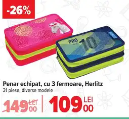 Carrefour Penar echipat, cu 3 fermoare, Herlitz Ofertă