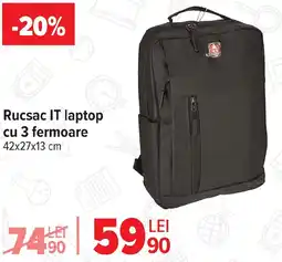 Carrefour Rucsac IT laptop cu 3 fermoare Ofertă