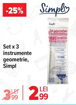 Carrefour Set x 3 instrumente geometrie, Simpl Ofertă