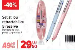 Carrefour Set stilou retractabil cu 5 rezerve Ofertă