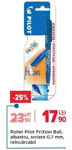 Carrefour Roller Pilot Frixion Ball, albastru, scriere 0,7 mm, reîncărcabil Ofertă