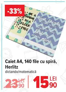 Carrefour Caiet A4, 140 file cu spiră, Herlitz Ofertă