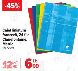 Carrefour Caiet liniatură franceză, 24 file, Clairefontaine, Metric Ofertă
