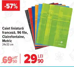 Carrefour Caiet liniatură franceză, 96 file, Clairefontaine, Metric Ofertă