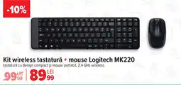 Carrefour Kit wireless tastatură + mouse Logitech MK220 Ofertă