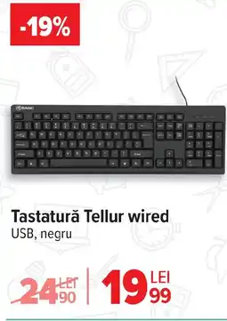 Carrefour Tastatură Tellur wired USB, negru Ofertă