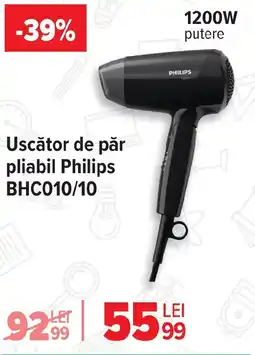 Carrefour Uscător de păr pliabil Philips BHC010/10 Ofertă