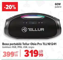 Carrefour Boxa portabilă Tellur Obia Pro TLL161241 Ofertă