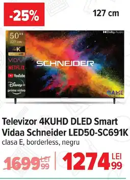 Carrefour Televizor 4KUHD DLED Smart Vidaa Schneider LED50-SC691K Ofertă