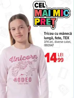 Carrefour Tricou cu mânecă lungă, fete, TEX Ofertă