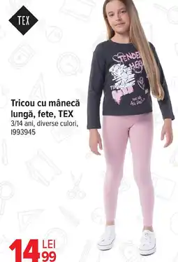Carrefour Tricou cu mânecă lungă, fete, TEX Ofertă