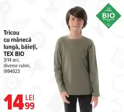 Carrefour Tricou cu mânecă lungă, băieți, TEX BIO Ofertă
