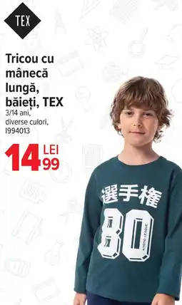 Carrefour Tricou cu mânecă lungă, băieţi, TEX Ofertă