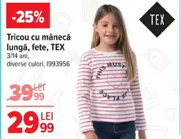 Carrefour Tricou cu mânecă lungă, fete, TEX Ofertă