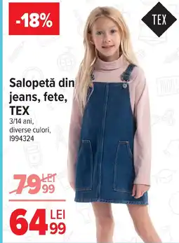 Carrefour Salopetă din jeans, fete, TEX Ofertă
