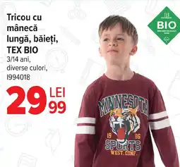 Carrefour Tricou cu mânecă lungă, băieți, TEX BIO Ofertă