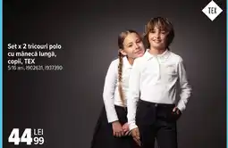 Carrefour Set x 2 tricouri polo cu mânecă lungă, copii, TEX Ofertă