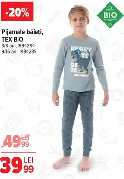 Carrefour Pijamale băieţi, TEX BIO Ofertă