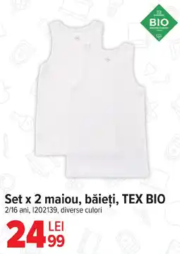 Carrefour Set x 2 maiou, băieți, TEX BIO Ofertă