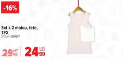 Carrefour Set x 2 maiou, fete, TEX Ofertă