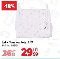 Carrefour Set x 3 maiou, fete, TEX Ofertă