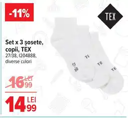 Carrefour Set x 3 şosete, copii, TEX Ofertă
