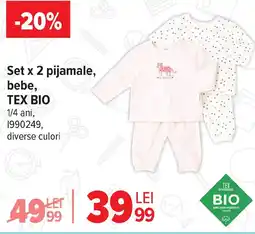 Carrefour Set x 2 pijamale, bebe, TEX BIO Ofertă