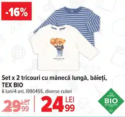 Carrefour Set x 2 tricouri cu mânecă lungă, băieți, TEX BIO Ofertă