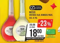 Mega Image Mateus vin rose/alb, demisec/roze, sec. Ofertă
