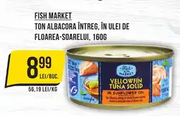 Mega Image FISH MARKET Ton albacora întreg, în ulei de floarea-soarelui Ofertă