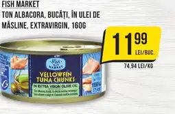 Mega Image FISH MARKET Ton albacora, bucăţi, în ulei de măsline, extravirgin Ofertă