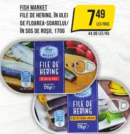 Mega Image FISH MARKET File de hering, în ulei de floarea-soarelui/ în sos de roşii Ofertă