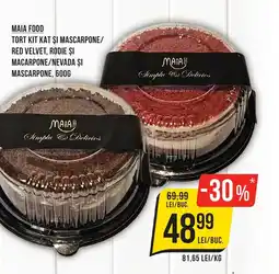 Mega Image MAIA FOOD Tort kit kat şi mascarpone/ red velvet, rodie și macarpone/nevada şi mascarpone Ofertă