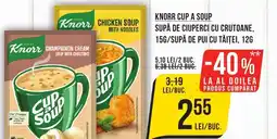 Mega Image Knorr cup a soup supă de ciuperci cu crutoane, 15g/supă de pui cu tăiţei Ofertă