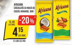Mega Image AFRICANA Ciocolată cu nucă de cocos/arahide Ofertă