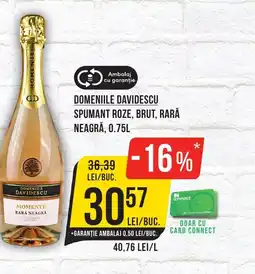 Mega Image Domeniile davidescu spumant roze, brut, rară neagră Ofertă