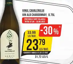 Mega Image Vinul cavalerului vin alb chardonnay Ofertă