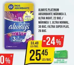 Mega Image ALWAYS Platinum Absorbante Ofertă