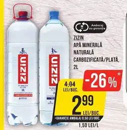 Mega Image ZIZIN Apă minerală naturală carbozificată/plată Ofertă