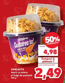 Kaufland SANLACTA iaurt cu miere si bolgi de porumb Ofertă