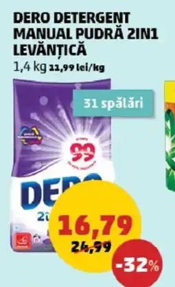 Penny Dero detergent manual pudră 2in1 levantică Ofertă