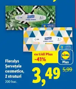 Lidl Floralys Şerveţele cosmetice, 2 straturi Ofertă
